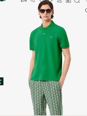 LACOSTE KELLY GREEN POLO SLIM FIT MENS SZ MEDIUM